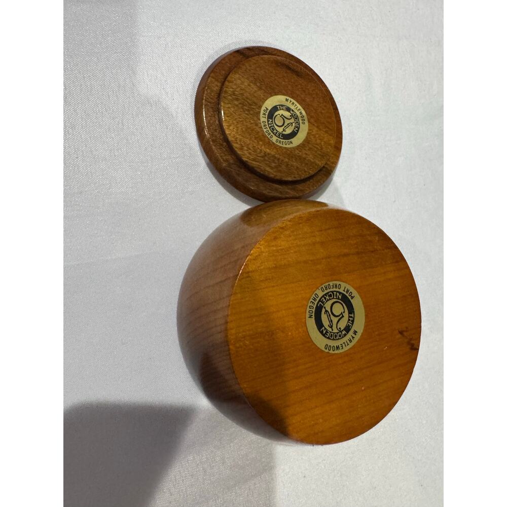 Myrtle Wood Turned Handmade Wooden Trinket Jewelry Bowl with Lid - Picture 4 of 5